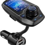 Guanda Bluetooth FM Transmitter for Car, Bluetooth Car Adapter, 4-in-1 Car MP3 Player with 1.8 Inch Color Display, AUX Input/Output, 3 Port USB, S Handsfree Call, SD/TF Card, USB Disk,QC3.0,5 EQ Modes