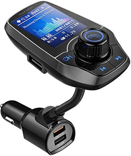 Guanda Bluetooth FM Transmitter for Car, Bluetooth Car Adapter, 4-in-1 Car MP3 Player with 1.8 Inch Color Display, AUX Input/Output, 3 Port USB, S Handsfree Call, SD/TF Card, USB Disk,QC3.0,5 EQ Modes