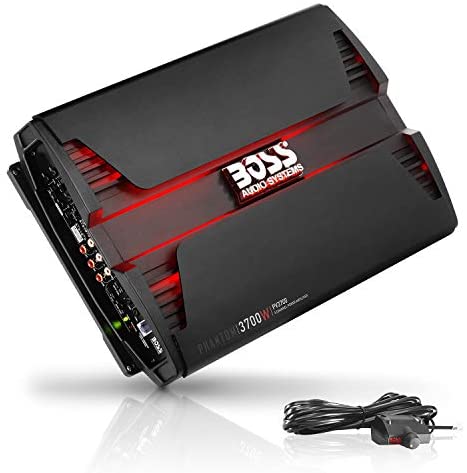 BOSS Audio Systems PV3700 5 Channel Car Amplifier – Phantom Series, 3700 Watts, Full Range, Class A-B, 2-4 Ohm Stable, Mosfet Power Supply, Bridgeable, Remote Subwoofer Control