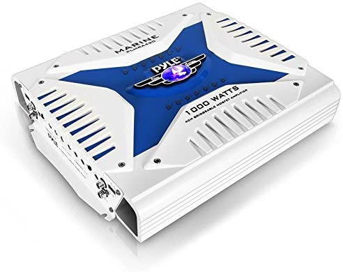 Pyle Hydra Marine Amplifier - Upgraded Elite Series 1000 Watt 4 Channel Bridgeable Amp Tri-Mode Configurable, Waterproof, MOSFET Power Supply, GAIN Level Controls and RCA Stereo Input(PLMRA420)