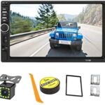 Double Din Car Stereo with Bluetooth & Rear-View Camera：7 inch Touch Screen car Radio Support USB/AUX/FM & Phone Mirror Link