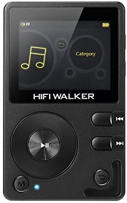 HIFI WALKER H2, High Resolution Bluetooth MP3 Player, DSD DAC OTG, Portable Digital Audio Music Player with Memory Card and HD Earphones, Support Up to 256GB