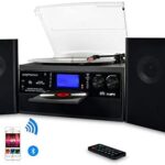 DIGITNOW Bluetooth Record Player Turntable with Stereo Speaker, LP Vinyl to MP3 Converter with CD, Cassette, Radio, Aux in and USB/SD Encoding, Remote Control, Audio Music Player Built in Amplifier