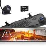 WOLFBOX 12“ Mirror Dash Cam Backup Camera,1296P Full HD Smart Rearview Mirror for Cars & Trucks, Sony IMX335 Front and Rear View Dual Lens, Night Vision, LDWS, Parking Assistance, Free 32GB Card & GPS
