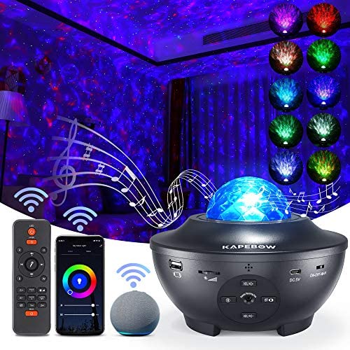 Star Projector, Galaxy Star Night Light Projector Working with Smart App & Alexa, 10 Color Music Starry Light Projector with Remote & Bluetooth, Sky Light Projector for Bedroom Kids Adults