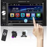 Podofo 2 Din Car Stereo System - Multimedia Car Radio Double Din, 6.2’’ Touch Screen Audio Car MP5 Player Bluetooth/TF/USB/AUX-in/FM/Steering Wheel Controls + Remote Control+Rear View Camera