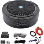 Recoil SL1708 400 Watt 8" Under-Seat Slim Amplified Car Subwoofer with Installation Wiring Kits