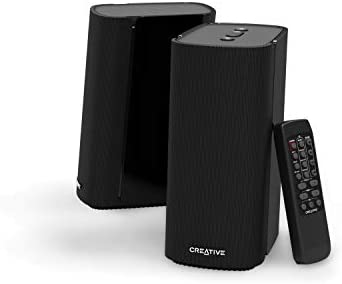 Creative T100-2.0 Compact Hi-Fi Desktop Speakers, up to 80W Peak Power with Bluetooth 5.0, Optical-in, AUX-in, Wide Soundstage and Audio Clarity with Bass Control for Computers and Laptops (Black)