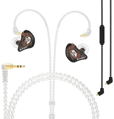 in Ear Monitor Headphones for Musicians Singers Drummers, BASN Bsinger LUX Noise Isolating Earbuds with Dual Driver Dynamic Crystal Clear Sound (Brown)