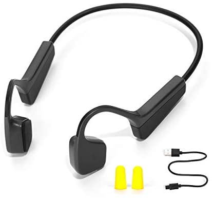 V11 Bone Conduction Headphones Bluetooth 5.0 Wireless Open-Ear Earbuds HiFi Stereo with Mic Waterproof Sports Bone Conduction Earphones for Safe Running Fitness Driving Cycling (Black)