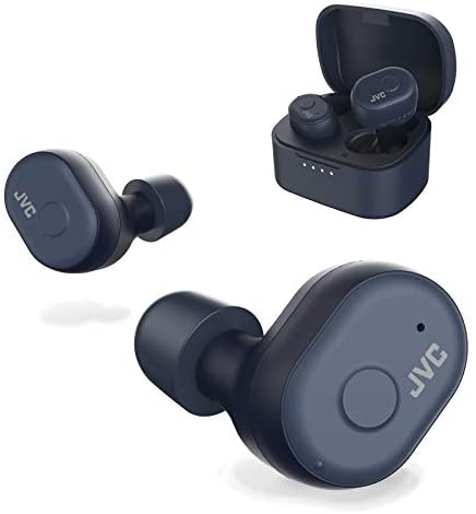 JVC Truly Wireless Earbuds Headphones, Bluetooth 5.0, Water Resistance(Ipx5), Long Battery Life (4+10 Hours), Secure and Comfort Fit with Memory Foam Earpieces - HAA10TA (Blue)