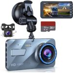 navor Dual Lens Dash Cam Front and Rear 1080P Night Vision Waterproof Backup Camera, 4" IPS LCD Vehicle DVR Recorder with 32GB SD Card