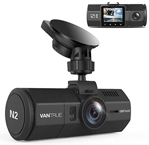 Vantrue N2 Uber Dual Dash Cam, 1080P Inside and Outside Dual Dash Camera, 1.5 inches LCD, Near 360 Degree Wide Angle Lyft Dual Car Cam with Parking Mode, Motion Detection, Front Camera Night Vision