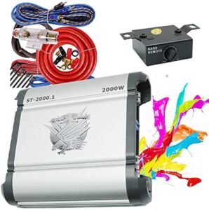 Soundxtrem ST-2000.1 2000 Watt Peak Power Handalling Amp Monoblock Car Audio Amplifiers with Bass Knob Remote Control+ Completed 4 Gauge Amplifier Installation Kit