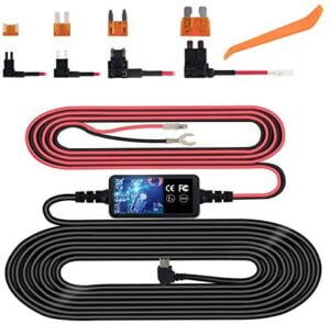 Dash Cam Hardwire Kit, Mini USB Hard Wire Kit Fuse for Dashcam, Plozoe 12V-24V to 5V Car Dash Camera Charger Power Cord, Gift 4 Fuse Tap Cable and Installation Tool(11.5ft
