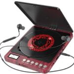 Portable CD Player, 2000mAh Rechargeable Compact Personal CD Player with Double Headphones Jack Support Shockproof/Anti-Skip Protection, Walkman Music Disc Player with Audio Cable (Red)