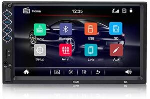 Car Radio Double Din Audio Multimedia Systems Universal Car Stereo with Bluetooth 7 inch Touchscreen MP5 Player FM Radio Receiver, Support Rear View Camera Steering Wheel Controls and Mirror Link