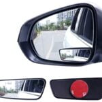Livtee Framed Rectangular Blind Spot Mirror, HD Glass and ABS Housing Convex Wide Angle Rearview Mirror with Adjustable Stick for Universal Car (2 pcs)