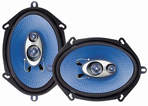 5” x 7” Car Sound Speaker (Pair) - Upgraded Blue Poly Injection Cone 3-Way 300 Watts w/ Non-fatiguing Butyl Rubber Surround 80 - 20Khz Frequency Response 4 Ohm & 1" ASV Voice Coil - Pyle PL573BL