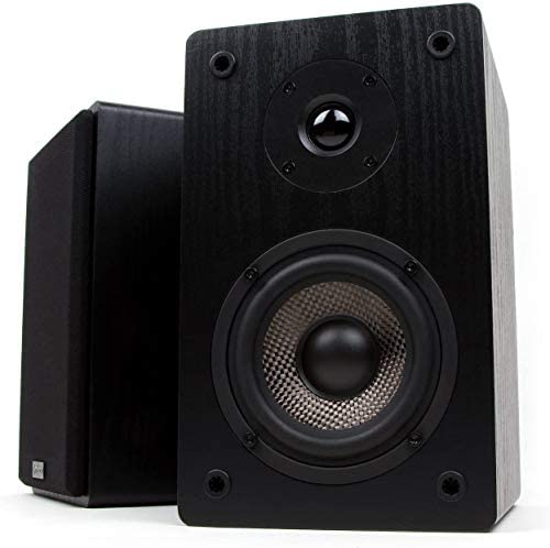 Micca MB42 Bookshelf Speakers, Passive, Not for Turntable, Needs Amplifier or Receiver, 4-Inch Carbon Fiber Woofer and Silk Dome Tweeter (Black, Pair)