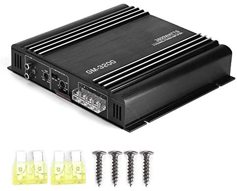 2 Channel Car Stereo Amplifier - 3800W High Power 2-Channel Bridgeable for Audio Sound Auto Small Speaker Amp Box 12V Car Hifi Stereo Amp Bass Boost Control, Silver Plated RCA Input Output