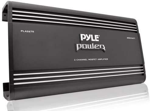4 Channel Car Stereo Amplifier - 4000W High Power 4-Channel Bridgeable Audio Sound Auto Small Speaker Amp Box w/ MOSFET, Crossover, Bass Boost Control, Silver Plated RCA Input Output - Pyle PLA4478