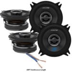 Alpine S-S40 Car Audio Type S Series 4" 180 Watt Speakers - 2 Pair with 20' Wire Package