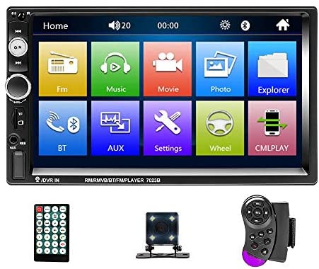 Mosufit Double Din Car Stereo Car Audio with Bluetooth FM Radio Receiver, 7" Digital LCD Touchscreen, MP3/MP5/USB/SD, Wireless Remote Control, Rear View Camera, Steering Wheel Control