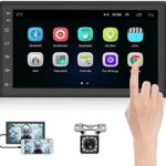 6.8 Inch Android Double Din Car Stereo with Bluetooth ISO Power Cord Touch Screen Car Radio with WiFi GPS Navigation FM Radio Receiver Mirror Link + External Microphone & Backup Camera
