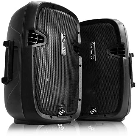 Wireless Portable PA Speaker system - 1000W High Powered Bluetooth Compatible Active + Passive Pair Outdoor Sound Speakers w/ USB SD MP3 AUX - 35mm Mount, 2 Stand, Microphone, Remote - Pyle PPHP1049KT