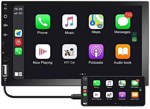 Camecho Double Din Car Stereo 7'' Touch Screen Car Radio with Bluetooth D-Play FM Radio Receiver Support TF/USB/Aux Port+Rear View Camera Input