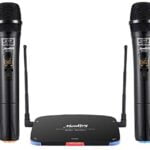 Moukey Wireless Microphone, UHF Karaoke Microphone with 2 Mics, Dynamic Handheld Cordless Microphone, Rechargeable, 262ft Range, Microphones for Singing/Voice Amplifier/PA System/Karaoke/DJ/Church.