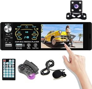 4.1 inch Single Din Car Radio Touch HD capacitive Screen with Bluetooth MP5 Player Support FM Receiver Digital Audio Music Mp3 Player MIC/Dual USB/TF/AUX + Backup Camera Remote Control