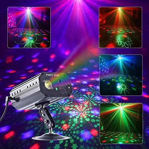 Party Lights, RGB 3 Lens DJ Disco Stage Laser Light Sound Activated Led Projector for Christmas Halloween Decorations Gift Birthday Wedding Karaoke KTV Bar (Background Version)