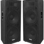 Seismic Audio - FL-155PC - Pair of Dual Premium 15" PA/DJ Speaker Cabinets with Titanium Horns - Wheel Kits and Rear Handles - 800 Watts RMS per Cabinet