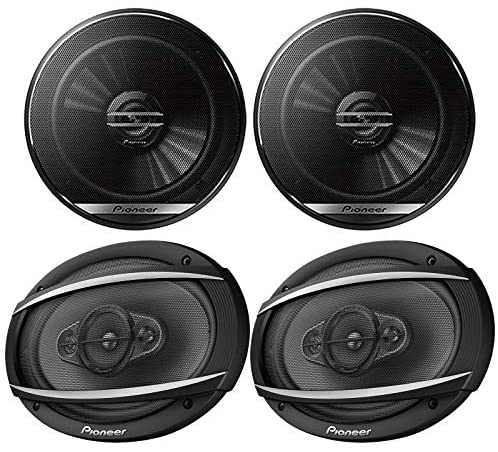 Car Speaker Package: 1 Pair 6.5" 300 Watts Max Power 2-Way Coaxial Car Speakers and 1 Pair 6x9 4-Way 450 Watts Max Power Black Vehicle Speakers