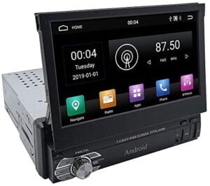 YODY Android 9.0 Single Din Car Stereo Radio 7 Inch Touch Screen in Dash GPS Navigation Support WiFi Bluetooth Mirror Link with Backup Camera and Microphone (2GB Ram+32GB ROM)