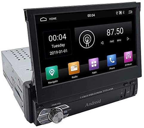 YODY Android 9.0 Single Din Car Stereo Radio 7 Inch Touch Screen in Dash GPS Navigation Support WiFi Bluetooth Mirror Link with Backup Camera and Microphone (2GB Ram+32GB ROM)