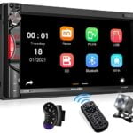 aboutBit Bluetooth Car Stereo Receiver, 7 Inch HD Touchscreen Double Din Car Audio MP5 Multimedia Player with Mirror Link, Rearview Camera, AM/FM Radio, USB/SD/AUX, Fast Charging