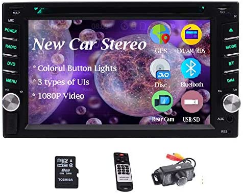Double Din Car Stereo Bluetooth Car DVD Player in Dash GPS Navigation FM/AM Car Radio Media Receiver 6.2 inch 5-Touch Touchscreen Display 2 Din Headunit USB SD AUX in Wireless Remote + Backup Camera