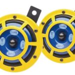 HELLA 922000731 Sharptone 12V High Tone / Low Tone Twin Horn Kit with Yellow Protective Grill, 2 Horns