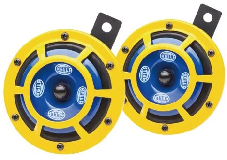 HELLA 922000731 Sharptone 12V High Tone / Low Tone Twin Horn Kit with Yellow Protective Grill, 2 Horns