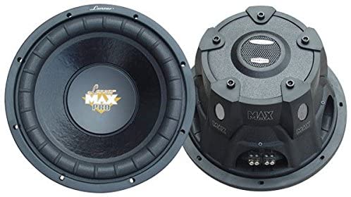 Lanzar 12in Car Subwoofer Speaker - Black Non-Pressed Paper Cone, Stamped Plastic Basket, Dual 4 Ohm Impedance, 1600 Watt Power - MAXP124D