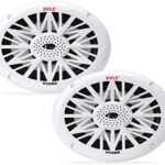 6x9 Inch Dual Marine Speakers - 2 Way Waterproof and Weather Resistant Outdoor Audio Stereo Sound System with 260 Watt Power, Poly Carbon Cone and Cloth Surround - 1 Pair - PLMR692