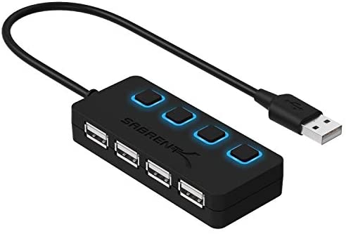 Sabrent 4-Port USB 2.0 Hub with Individual LED lit Power Switches (HB-UMLS)