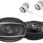 Pioneer TS-A6970F A Series 6" X 9" 600 Watts Max 5-Way Car Speakers Pair with Carbon and Mica Reinforced Injection Molded Polypropylene (IMPP) Cone Construction w/Free ALPHASONIK Earbuds