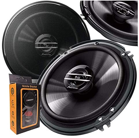 Pair of Pioneer 6-1/2" 6.5" 2-Way 300 Watt Coaxial Car Audio Speakers | TS-G1620F (2 Speakers) + Gravity Magnet Phone Holder
