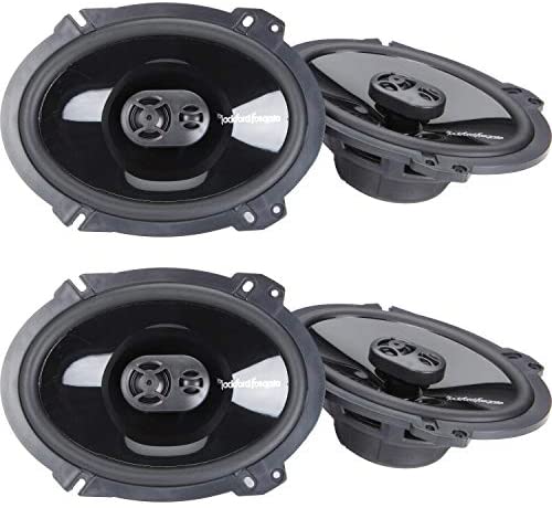 2 Pairs of Rockford Fosgate Punch P1683 260W Peak (130W Rms) 6" X 8" Punch Series 3-Way Full Range Coaxial Speakers - 4 Speakers + Gravity Magnet Phone Holder