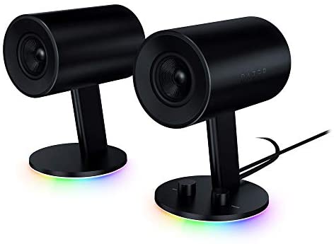 Razer Nommo Chroma: Custom Woven 3" Glass Fiber Drivers - Rear-Facing Bass Ports - Bass Knob w/ Automatic Gain Control - Razer Chroma Enabled - Full Range 2.0 PC Gaming Speakers, Black
