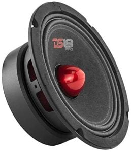 DS18 PRO-GM6B Loudspeaker - 6.5", Midrange, Red Aluminum Bullet, 480W Max, 140W RMS, 8 Ohms - Premium Quality Audio Door Speakers for Car or Truck Stereo Sound System (1 Speaker)